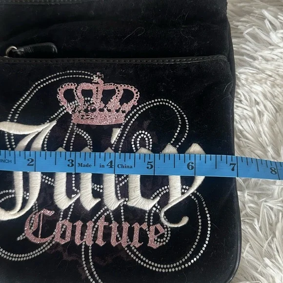 Juicy Couture Y2K Black Velour Crossbody Bag – 2011 Vintage Pink Sparkles - Picture 15 of 16